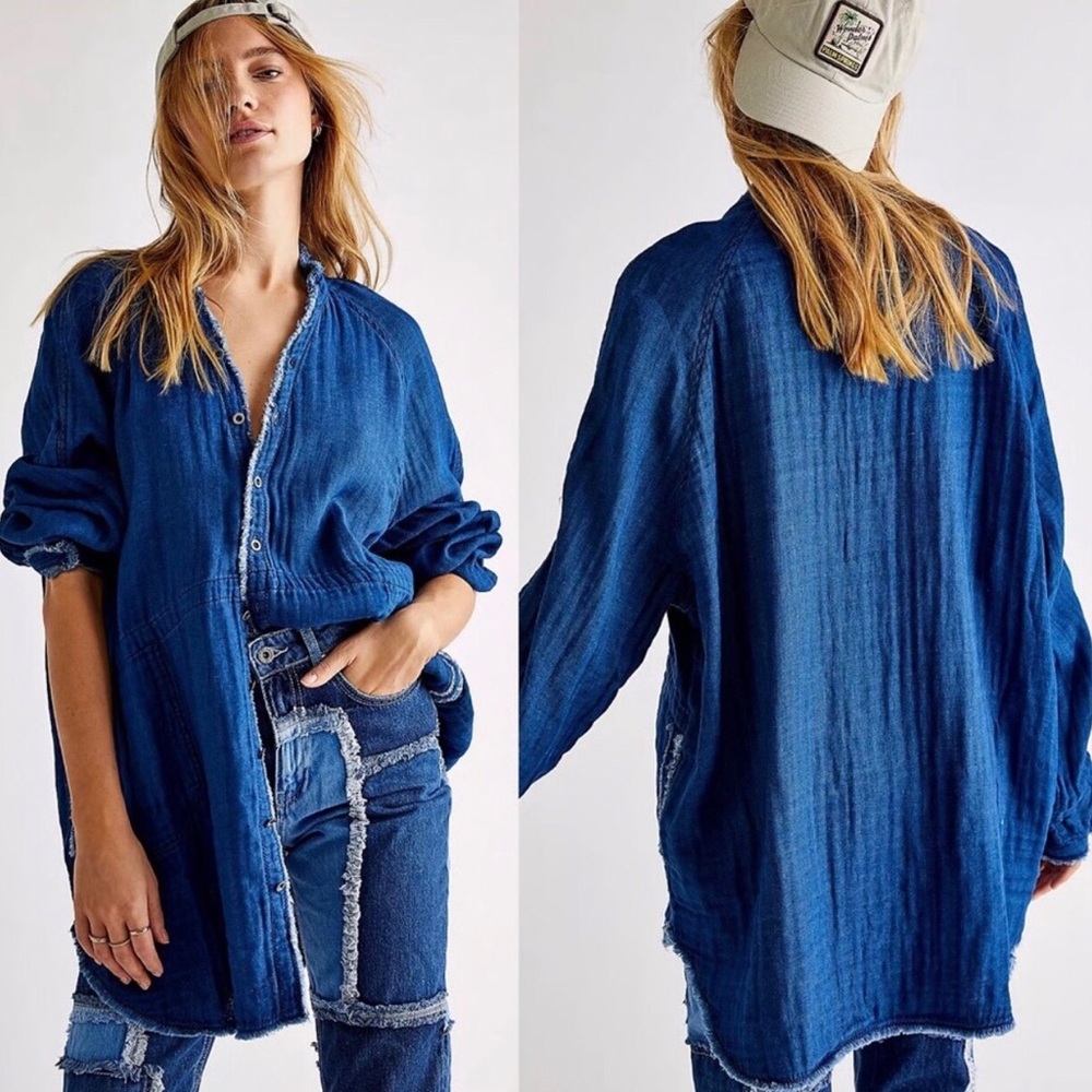 ISO (not for sale) Free People Summer Daydream Button down Dark Indigio, Sz M-L